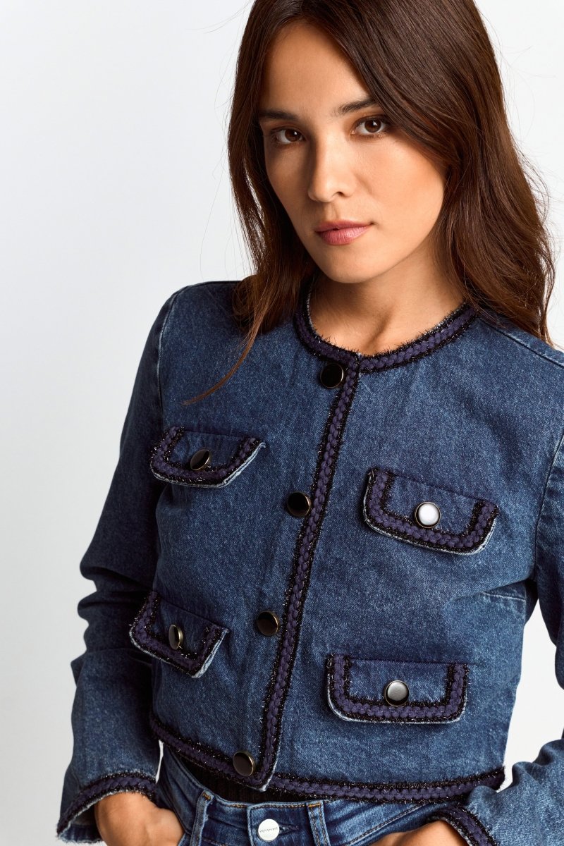 Denim-Jacke mit Zierborten-Rich & Royal