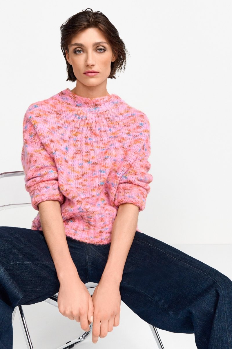 Grobstrickpullover in French Pink-Rich & Royal