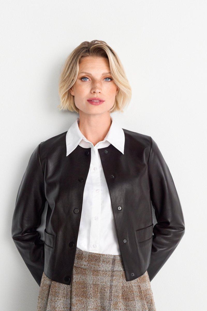 Eich & Royal Kurze Lederjacke mit Druckknöpfen