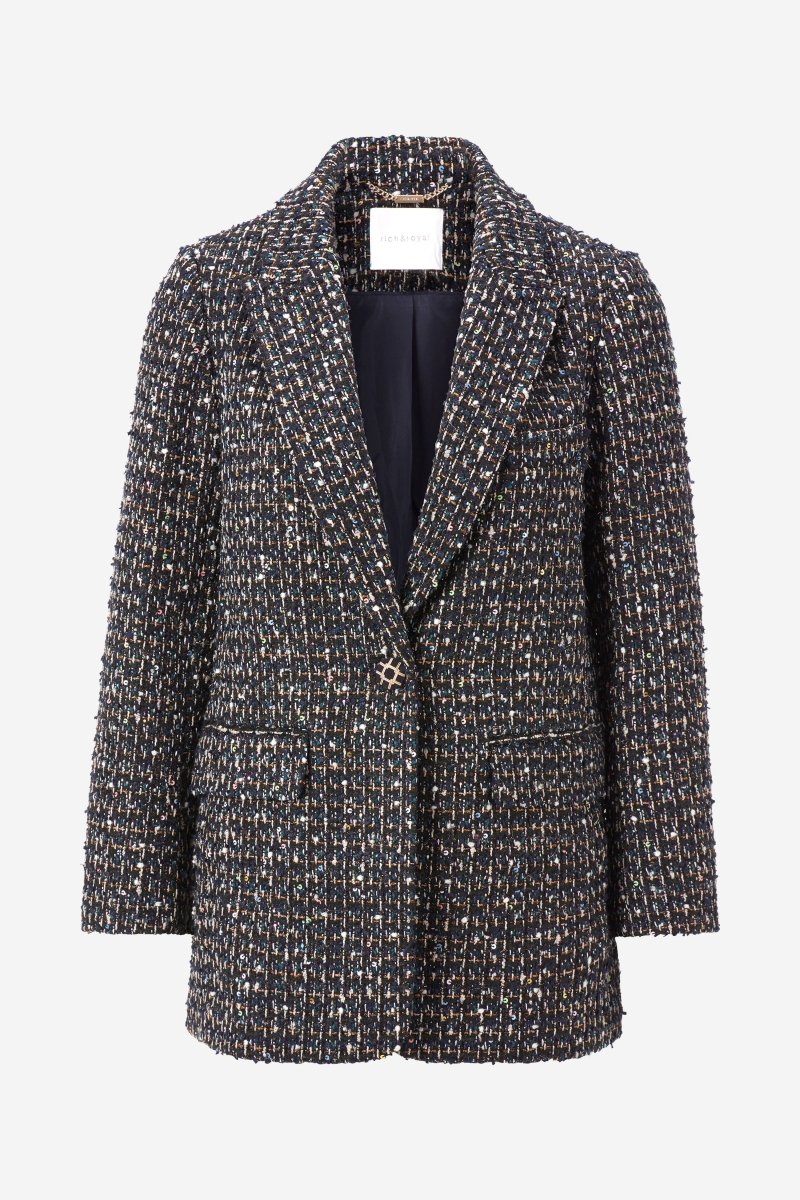 Bouclé-Blazer mit Statement-Knopf-Rich & Royal