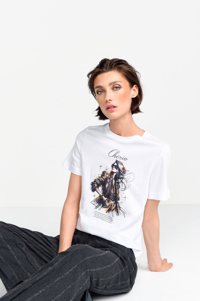 T-Shirt mit Fashion-Illustration-Rich & Royal