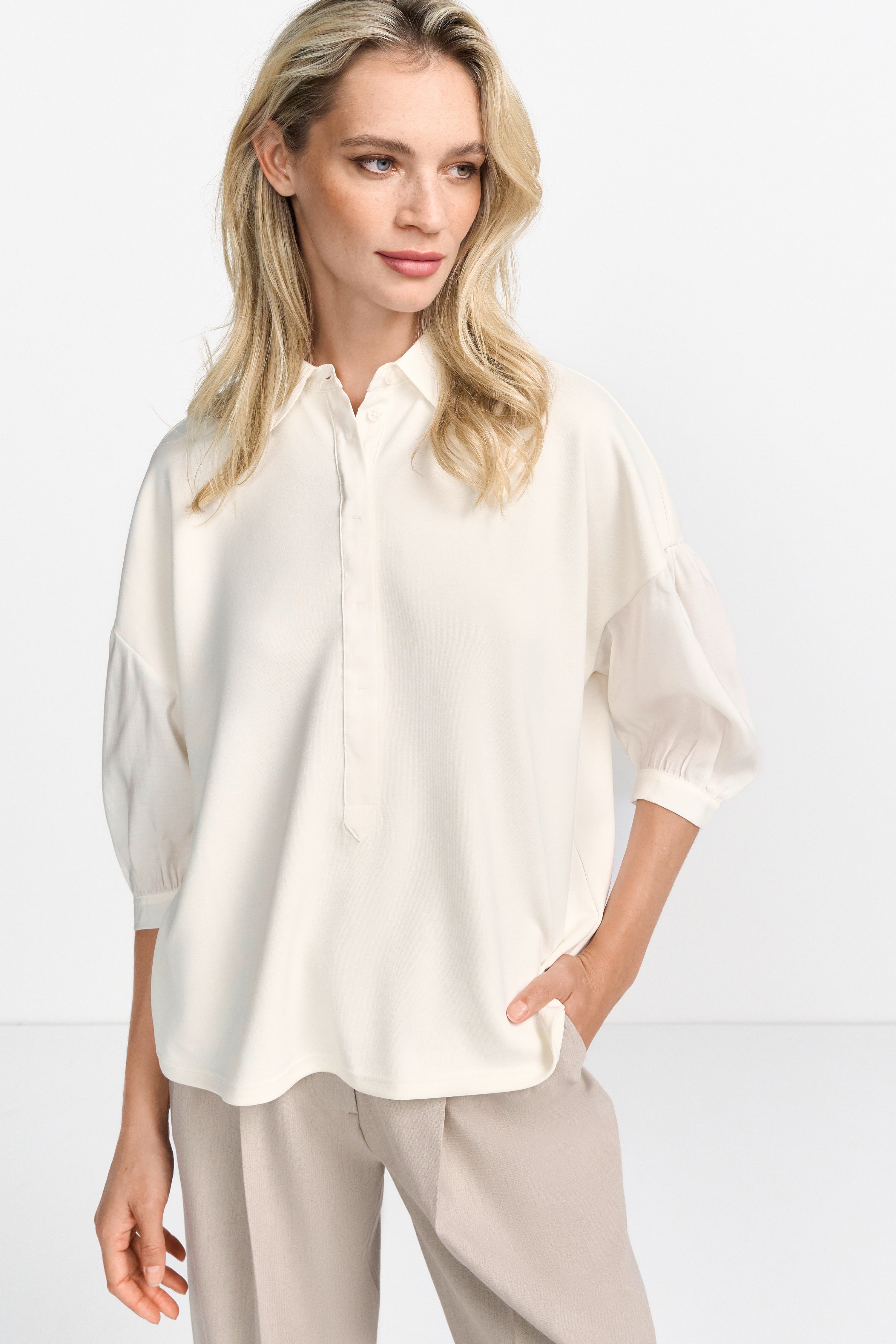 Polo-Bluse mit Hemdkragen und Halbarm-Rich & Royal