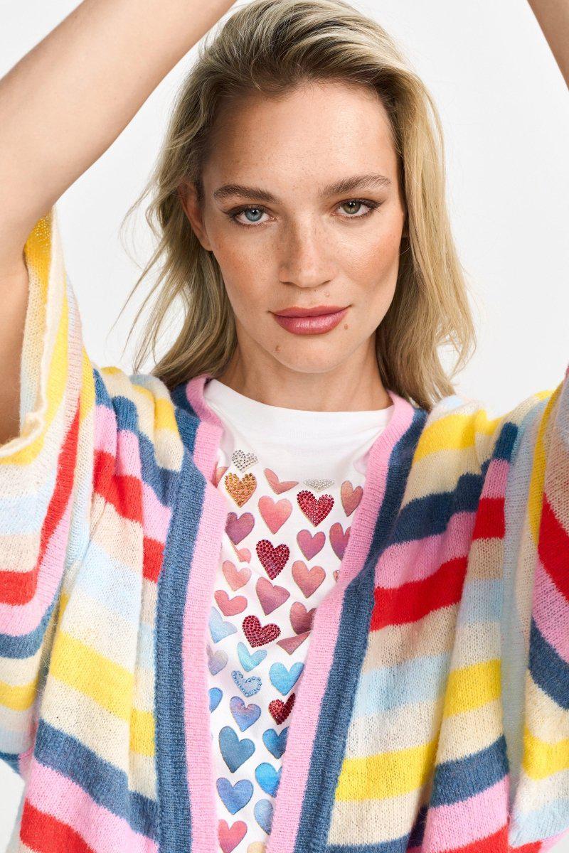 Striped Cardigan with Kimono Sleeves Rich & Royal