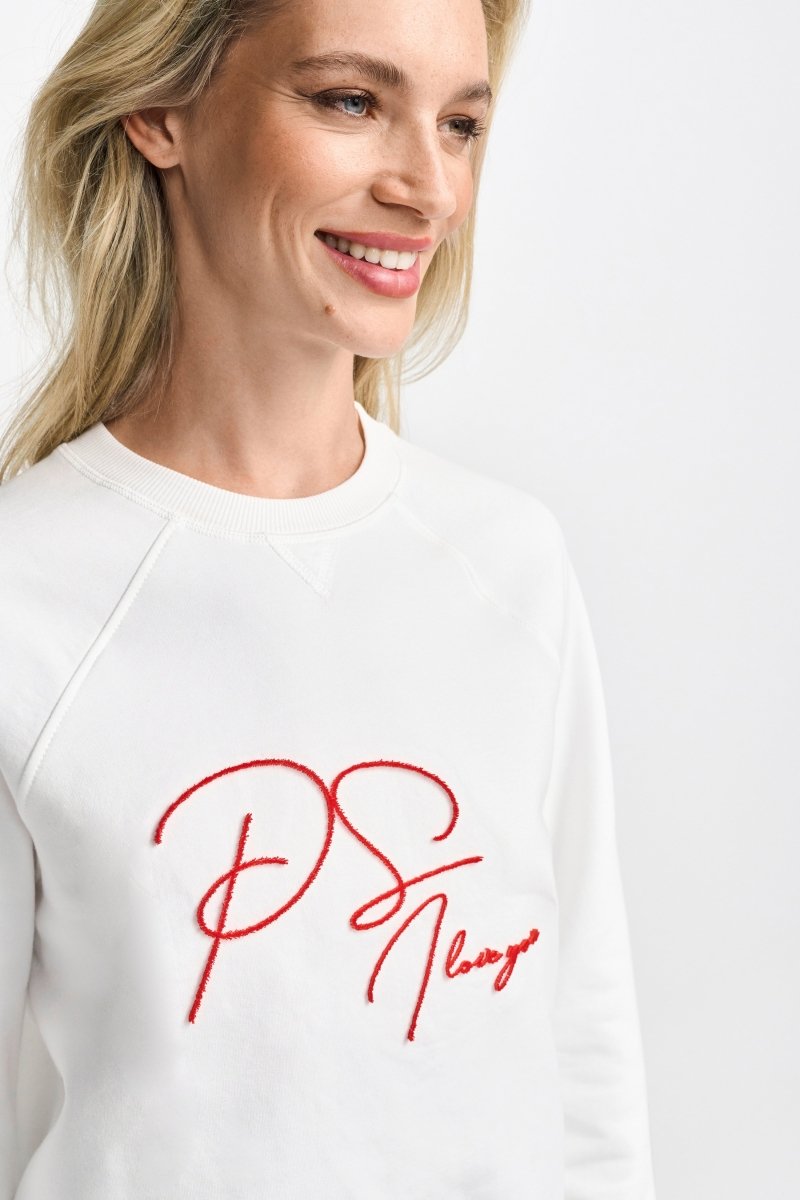 Weißer Sweatpullover mit Schriftzug-Rich & Royal