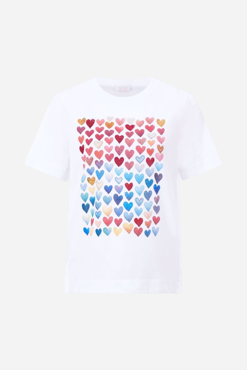 T-Shirt mit strassverziertem Herz-Print-Rich & Royal