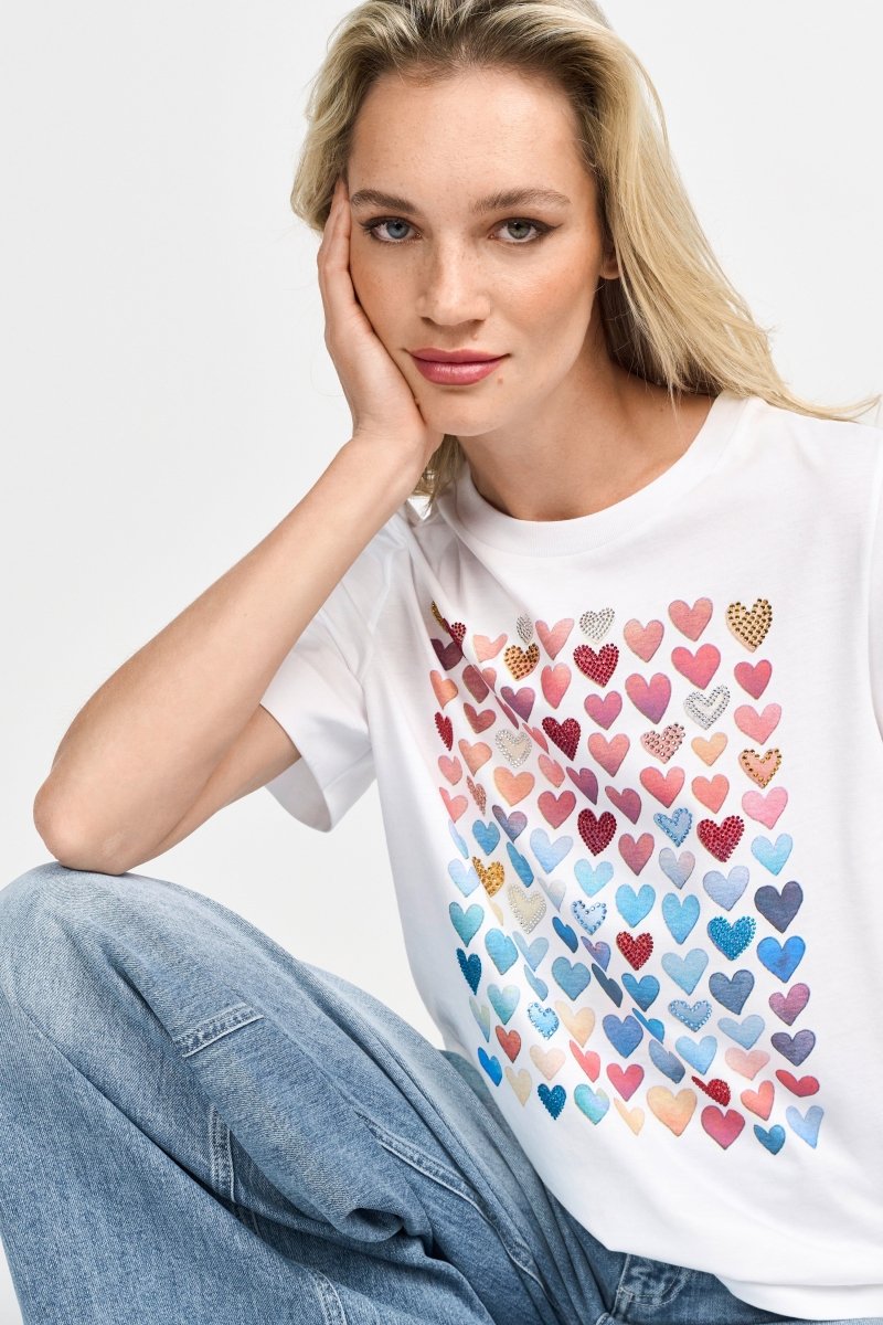 T-Shirt mit strassverziertem Herz-Print-Rich & Royal