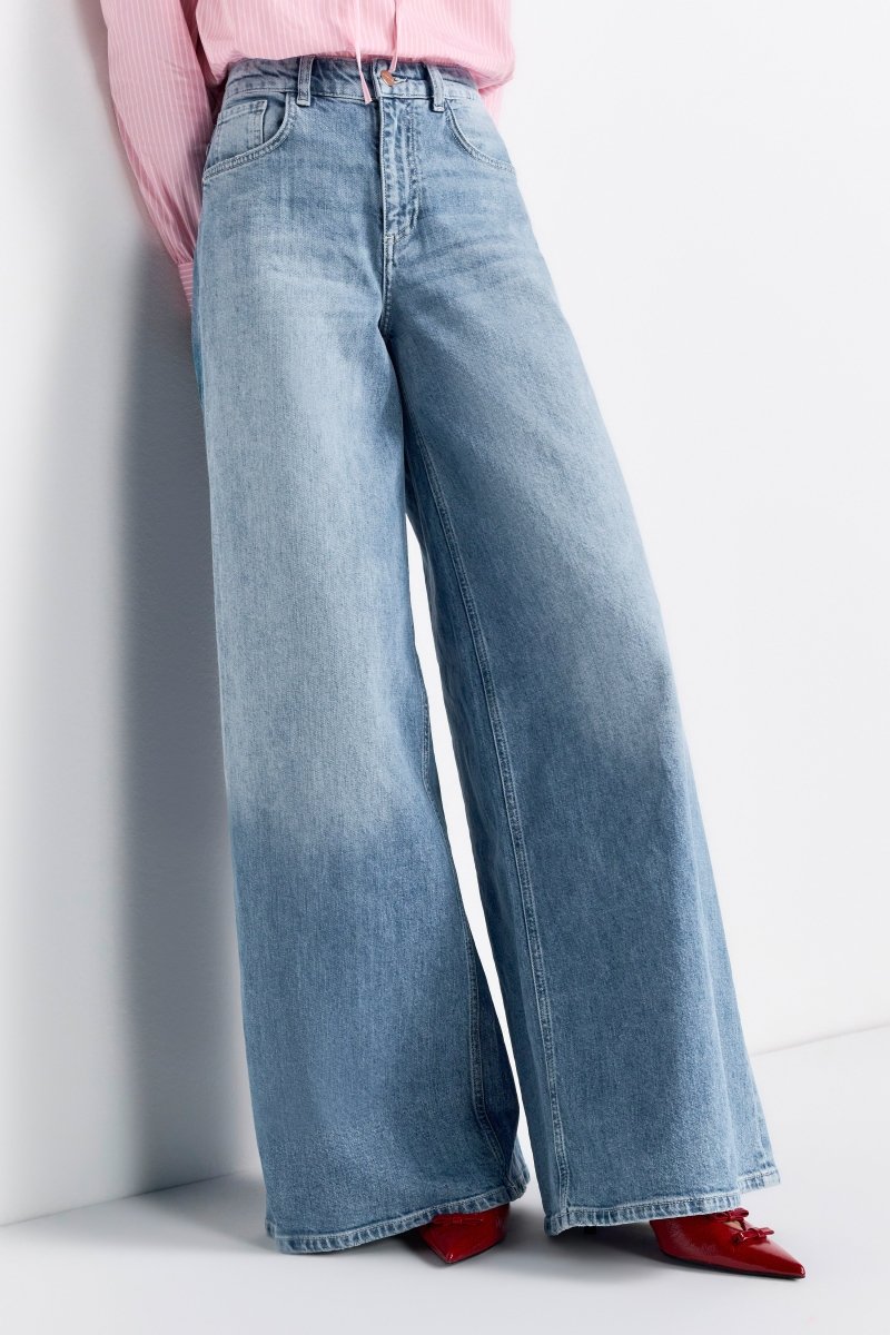 Hellblaue Wide-Leg-Jeans mit hoher Taille-Rich & Royal