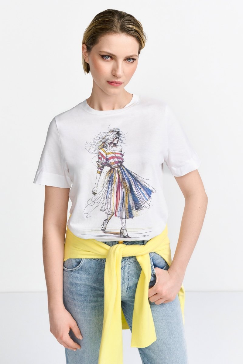 T-Shirt mit Fashion-Illustration-Rich & Royal