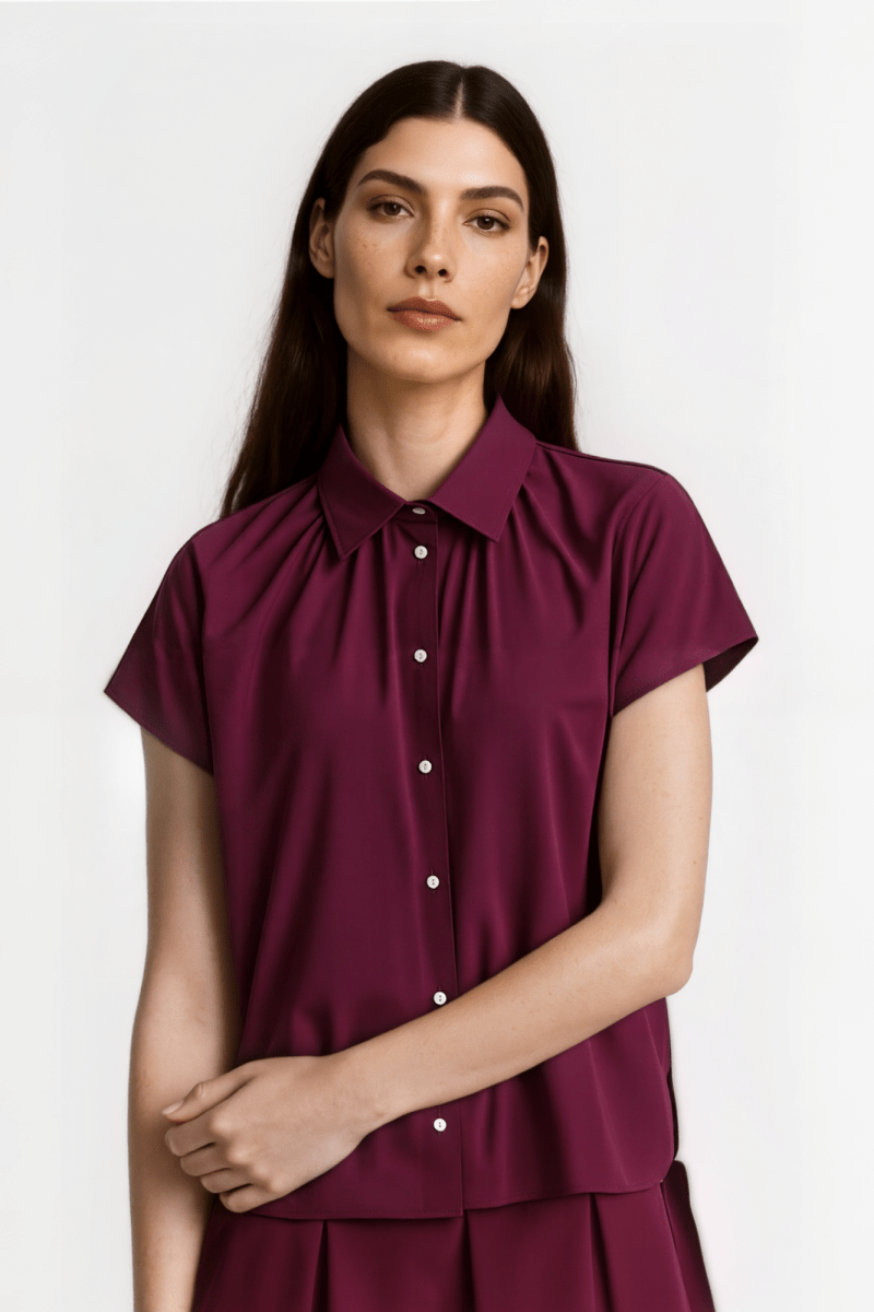 Weite Kurzarmbluse mit Hemdkragen-Rich & Royal