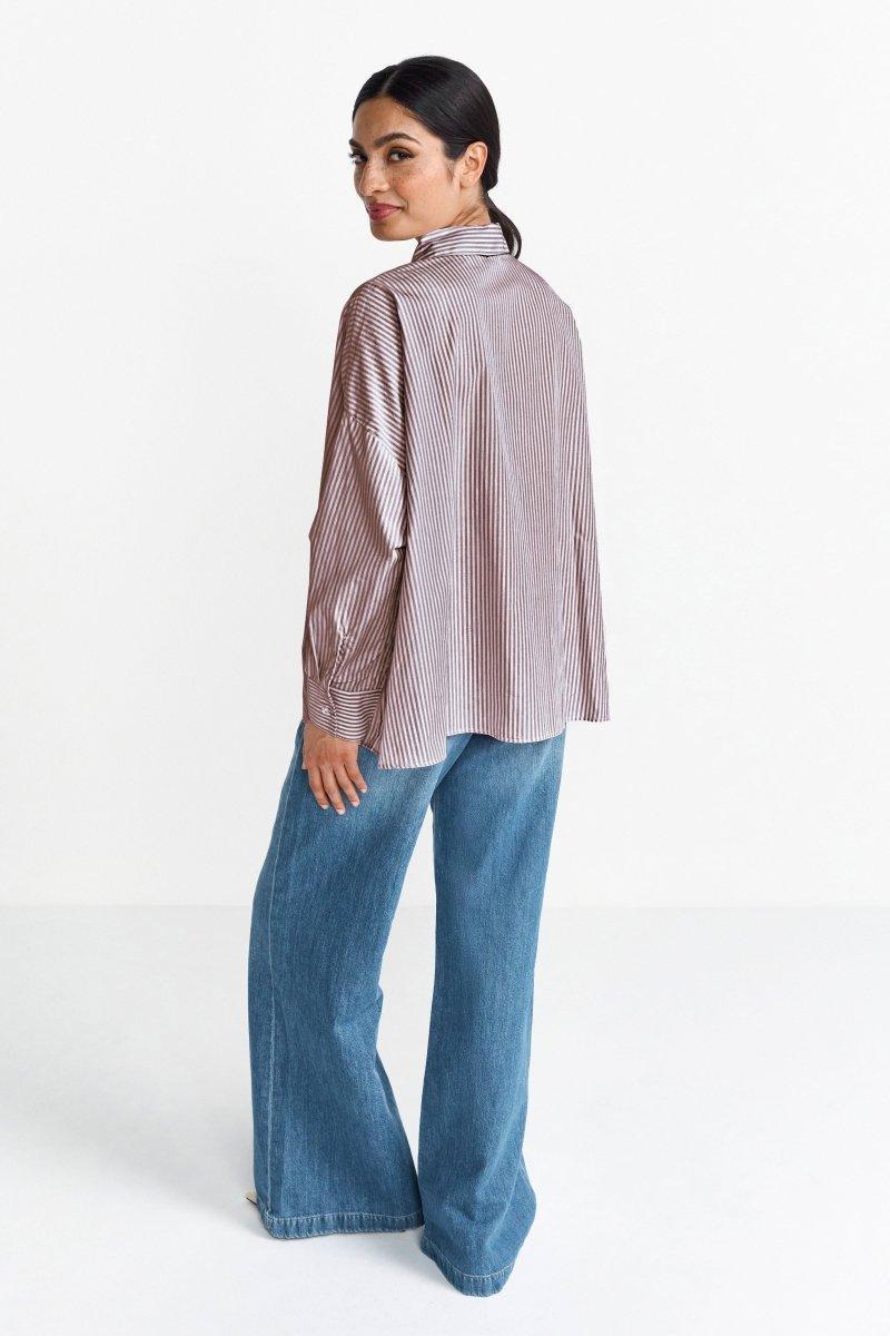 Gestreifte Oversize-Hemdbluse-Rich & Royal