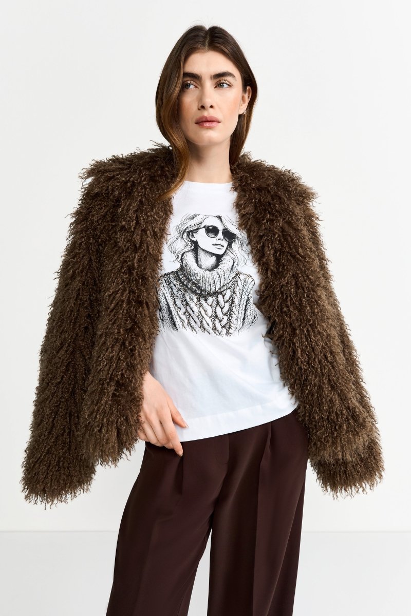 Weißes T-Shirt mit Print-Rich & Royal