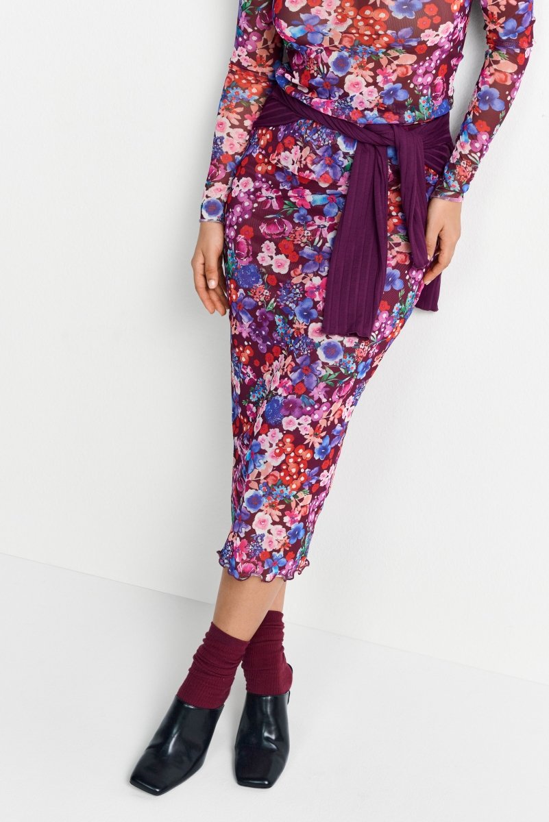 Midirock mit Blumenmuster-Rich & Royal