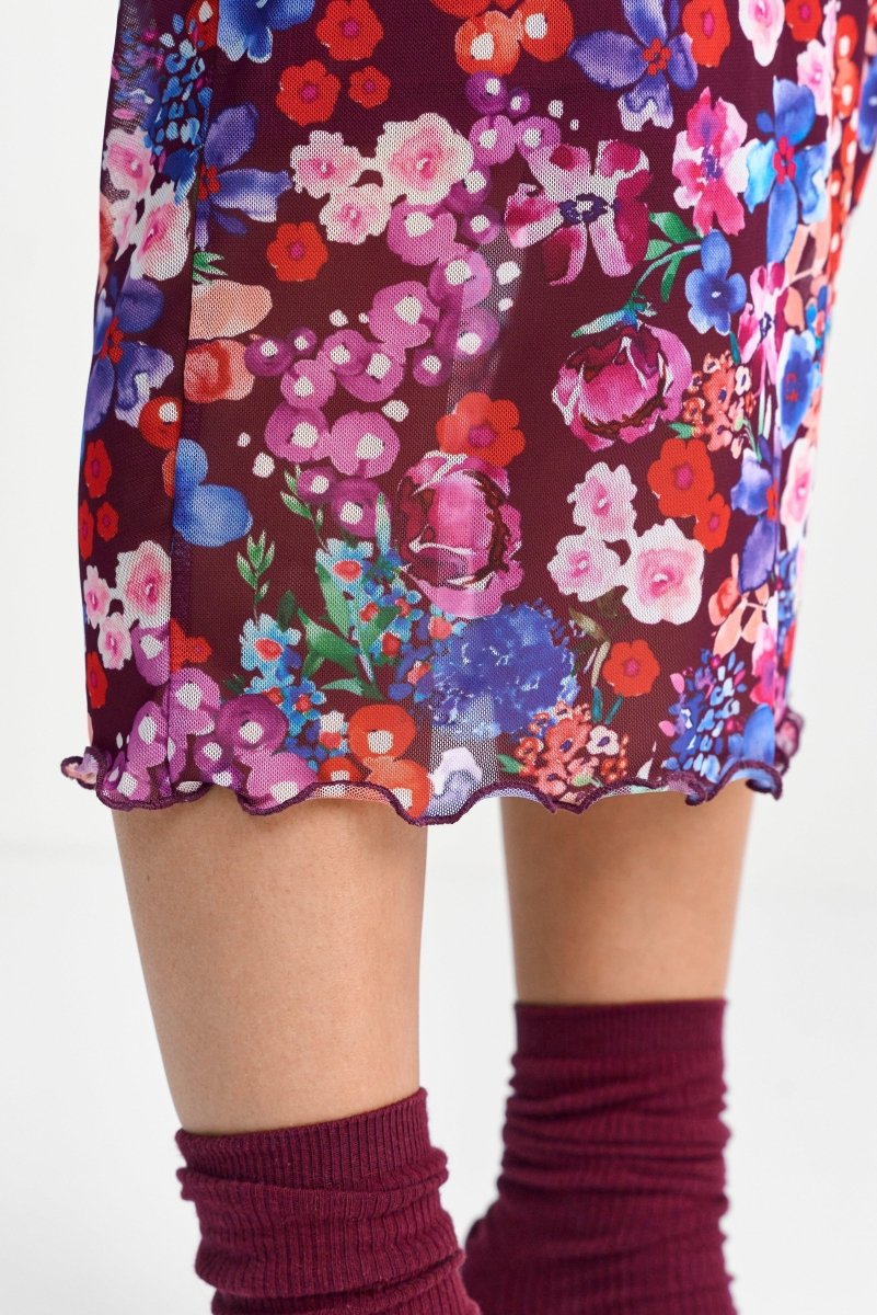 Midirock mit Blumenmuster-Rich & Royal