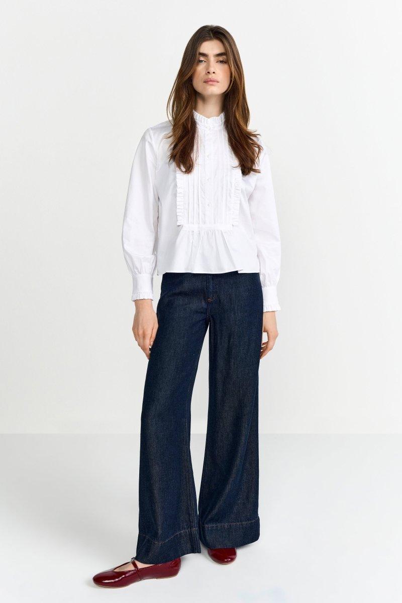 Weiße Bluse mit Rüschenkragen-Rich & Royal