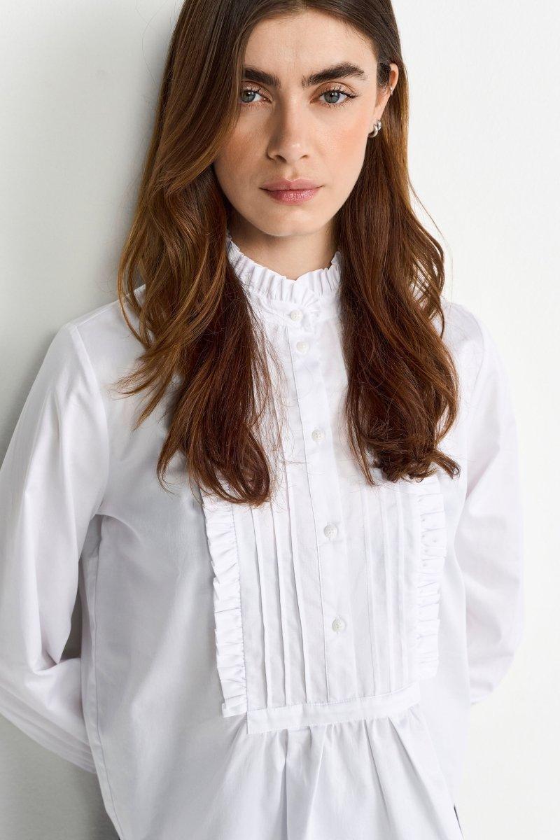 Weiße Bluse mit Rüschenkragen-Rich & Royal