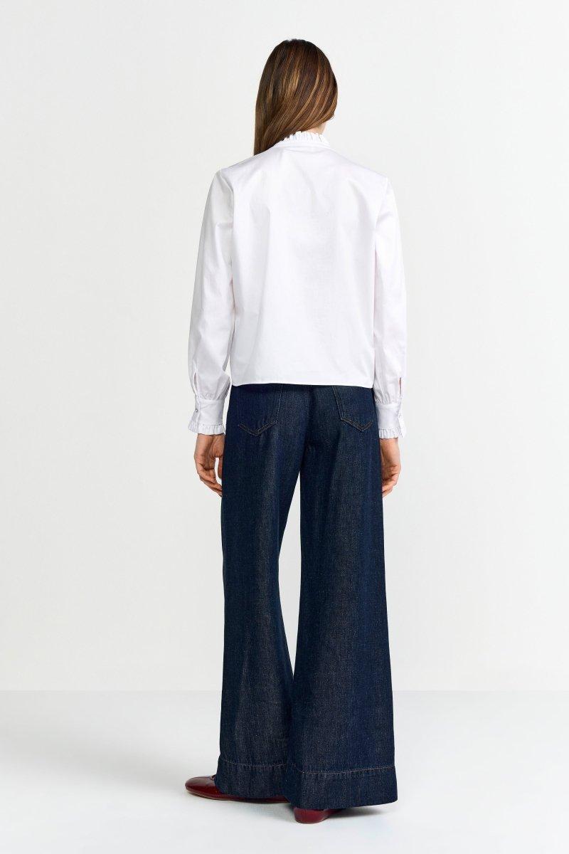 Weiße Bluse mit Rüschenkragen-Rich & Royal