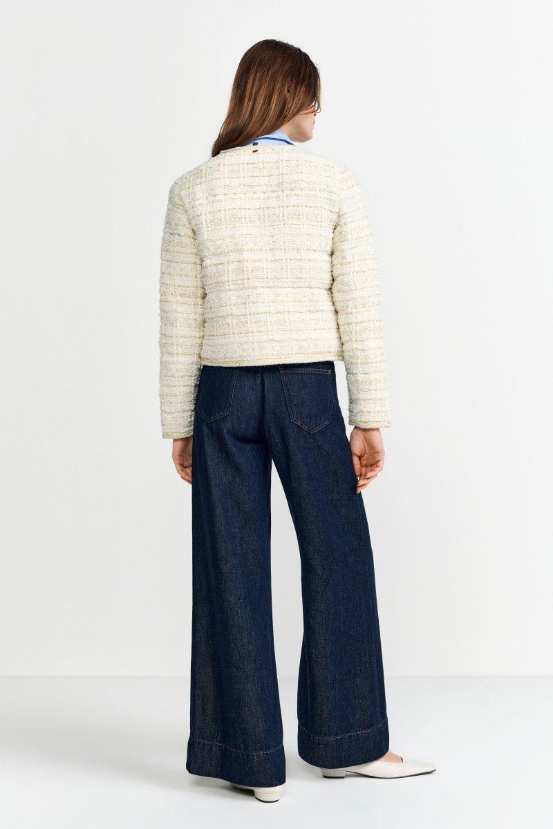 Cremefarbene Bouclé-Jacke-Rich & Royal