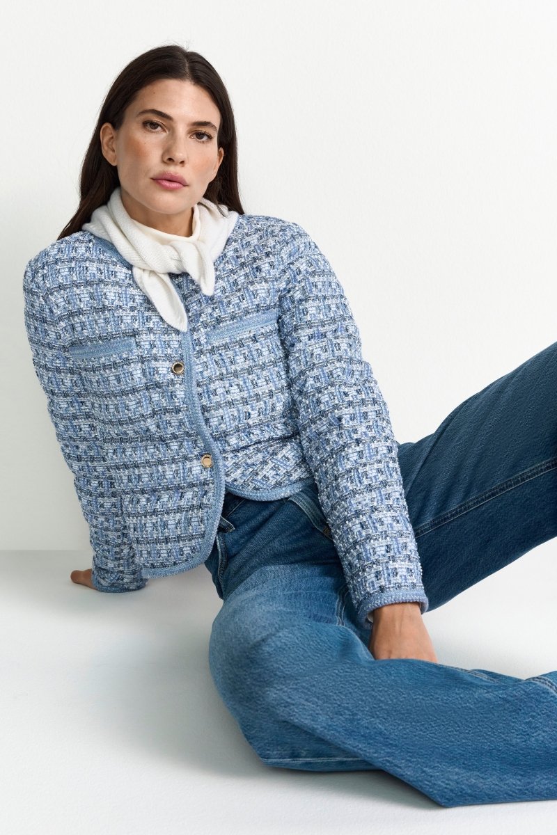 Cremefarbene Bouclé-Jacke-Rich & Royal