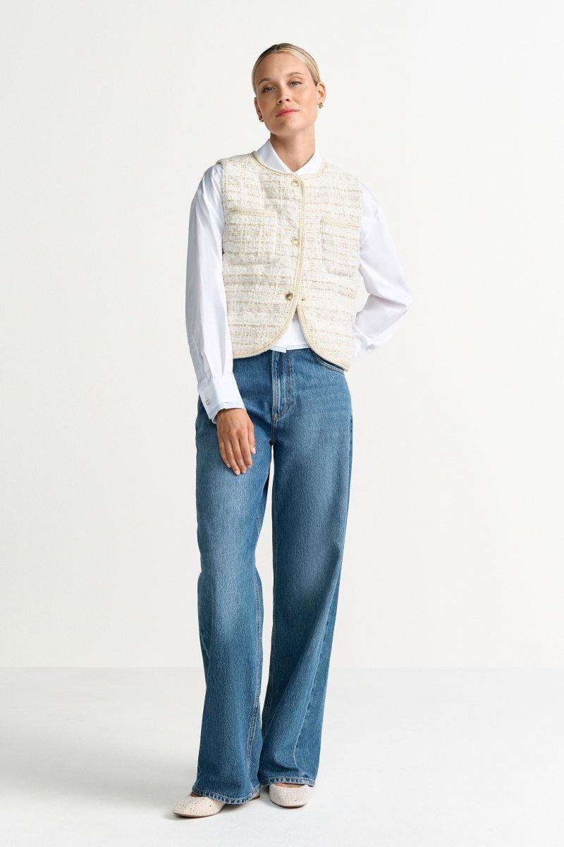 Cremefarbene Bouclé-Weste-Rich & Royal