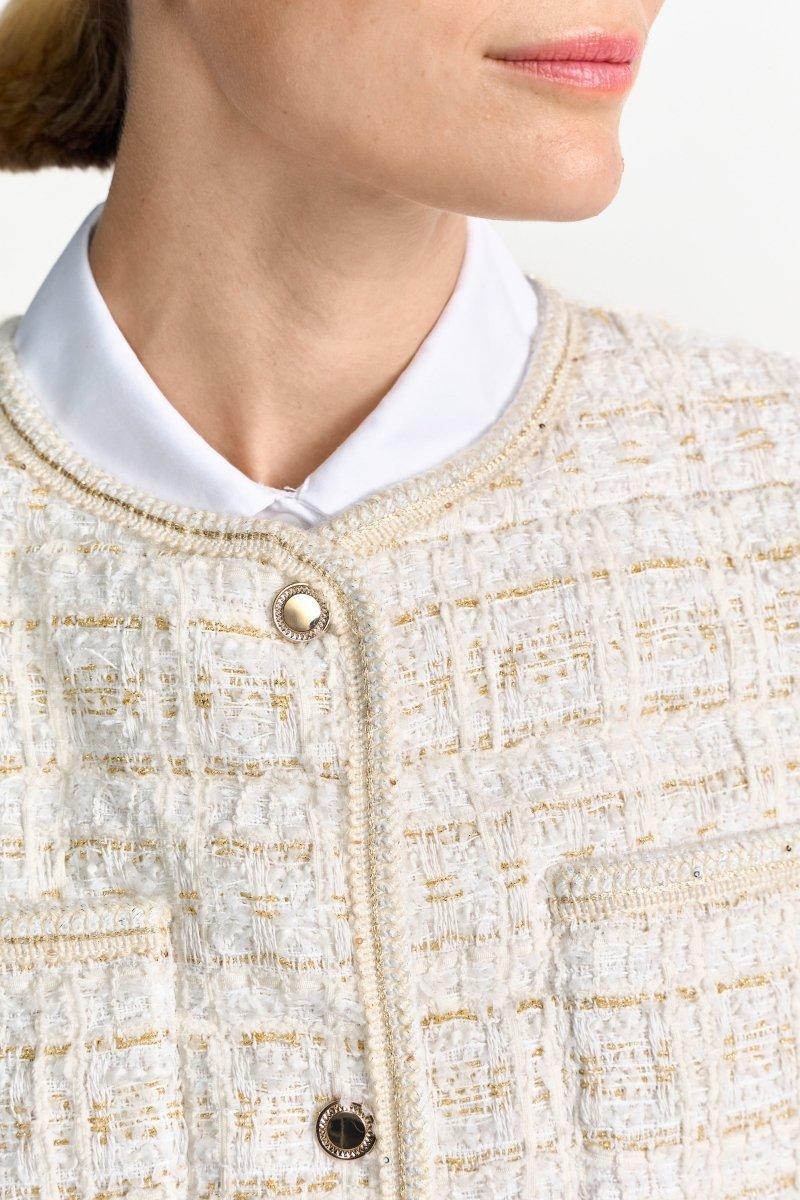 Cremefarbene Bouclé-Weste-Rich & Royal