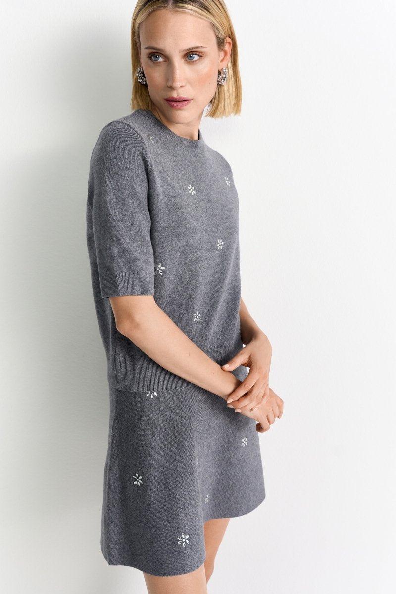 Feinstrickpullover mit Glitzersteinen-Rich & Royal