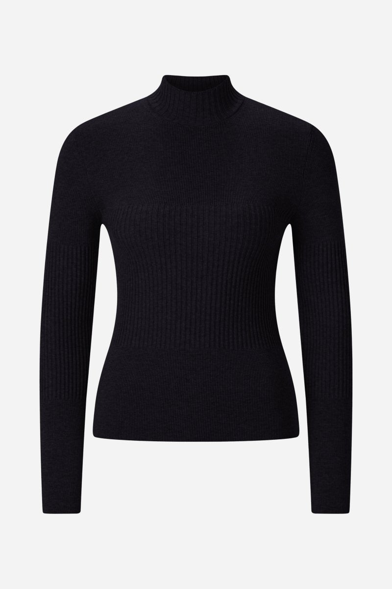 Rippstrickpullover mit Stehkragen-Rich & Royal