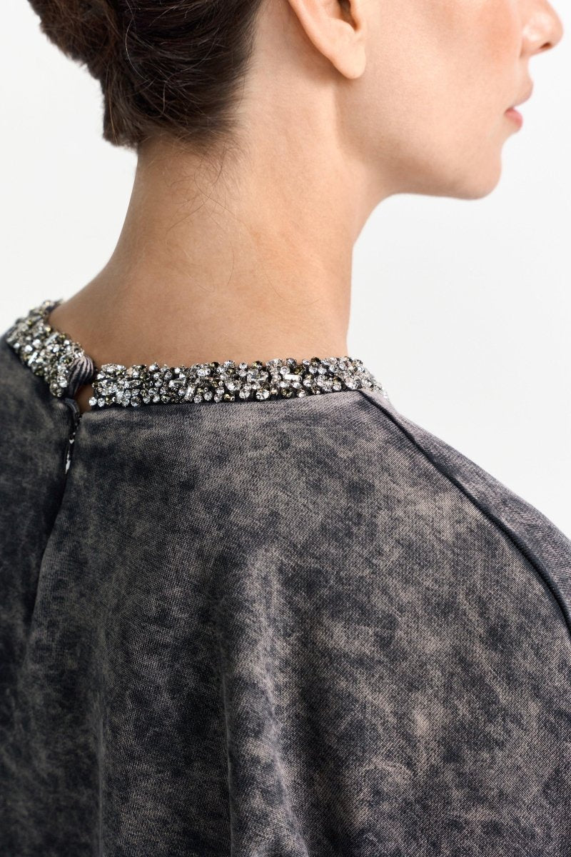 Sweatshirt mit Kristallkragen-Rich & Royal