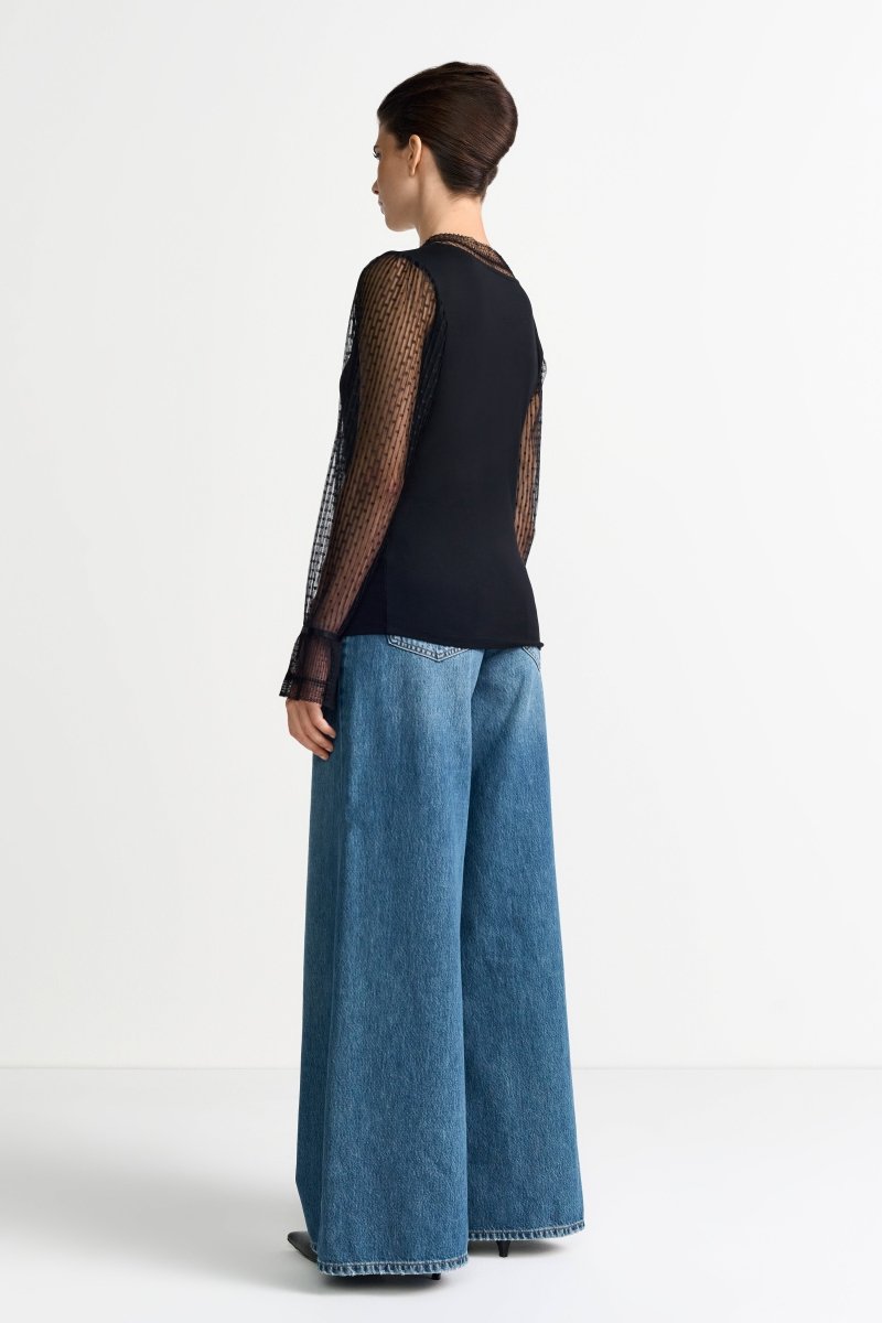 Longsleeve mit transparenten Ärmeln-Rich & Royal