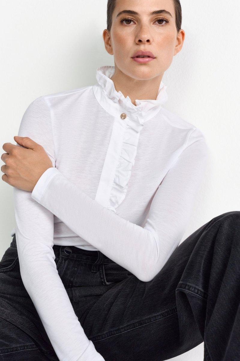 Longsleeve mit Rüschenkragen-Rich & Royal