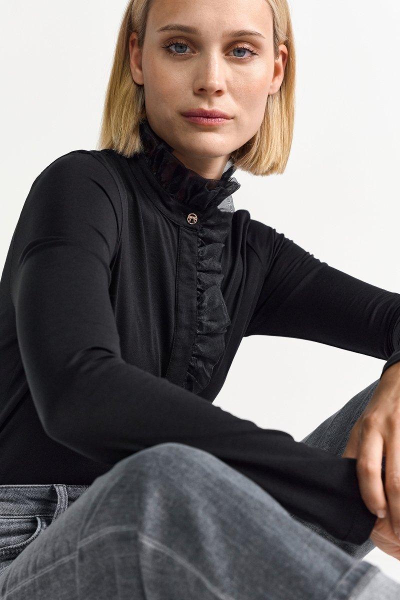 Longsleeve mit Rüschenkragen-Rich & Royal