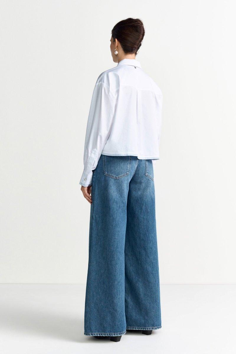 Hemdbluse mit Kontrastpaspeln-Rich & Royal