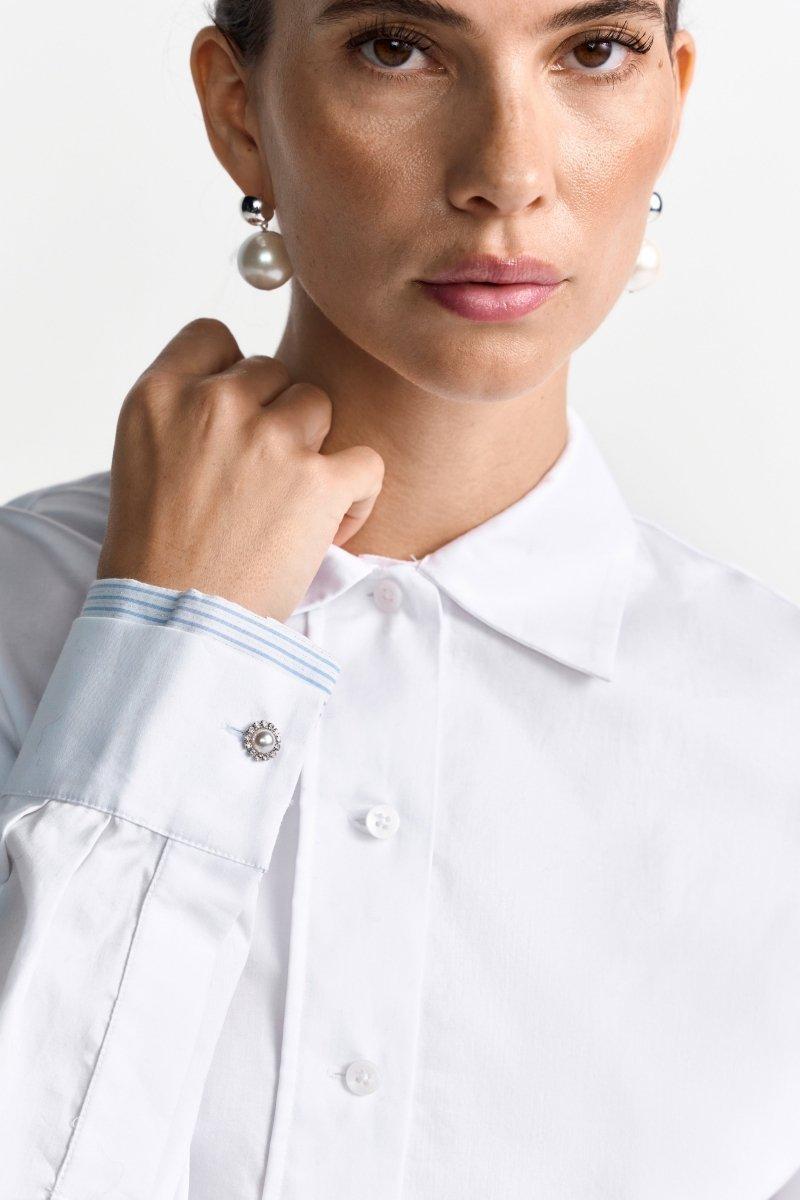 Hemdbluse mit Kontrastpaspeln-Rich & Royal