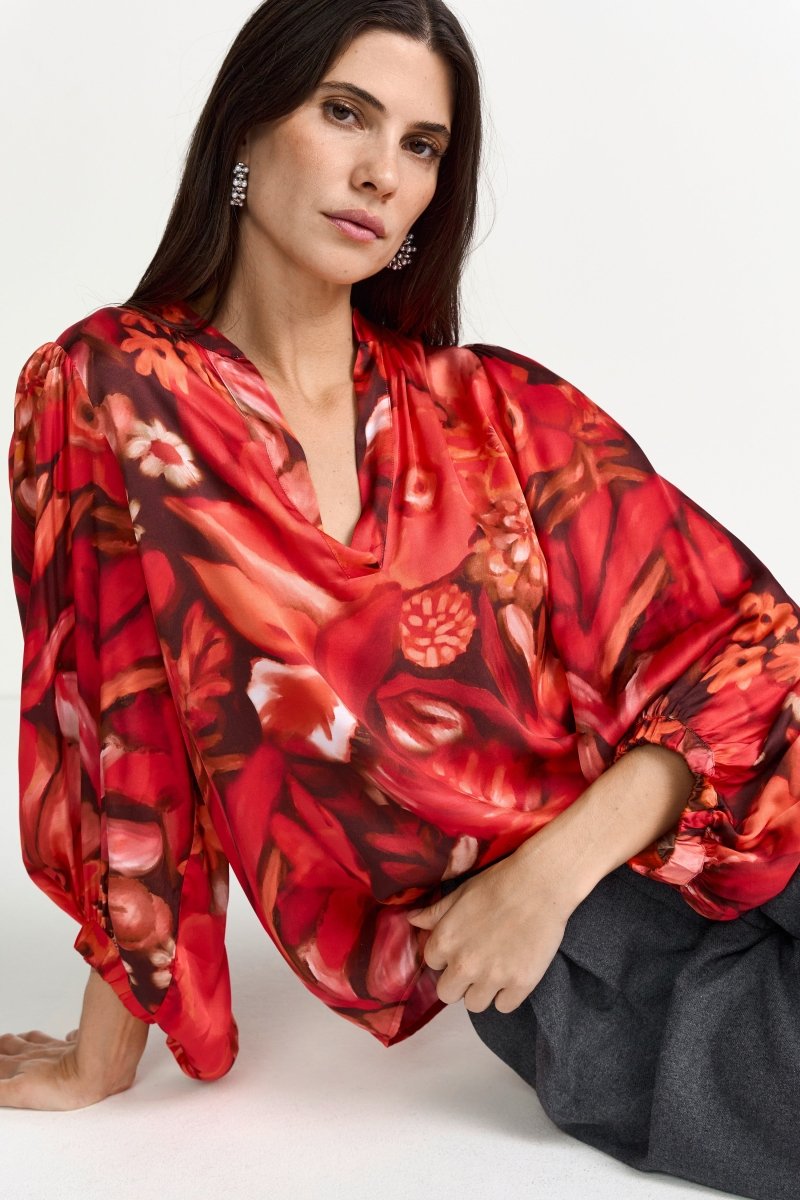 Bluse mit Blumenprint-Rich & Royal