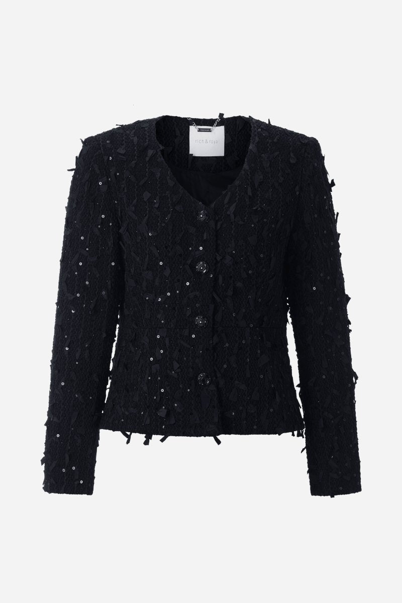 Schwarze Bouclé-Jacke-Rich & Royal