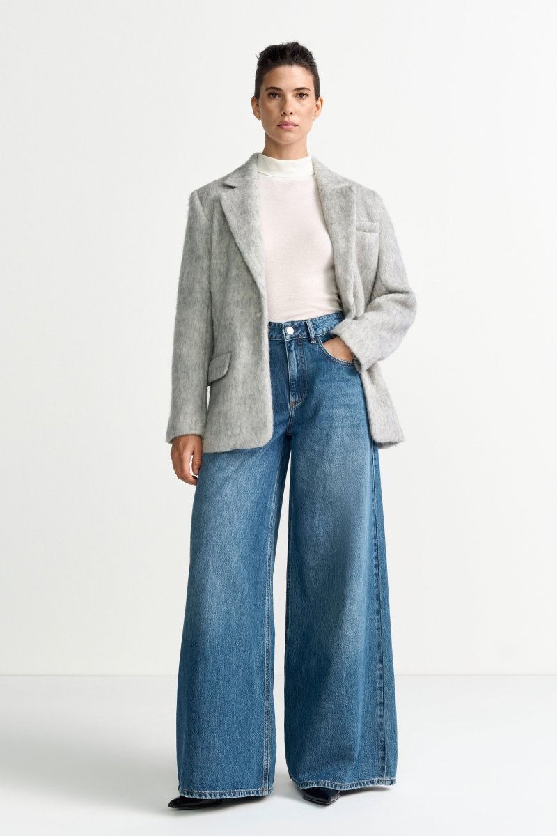 Hellgrauer Wollblazer-Rich & Royal