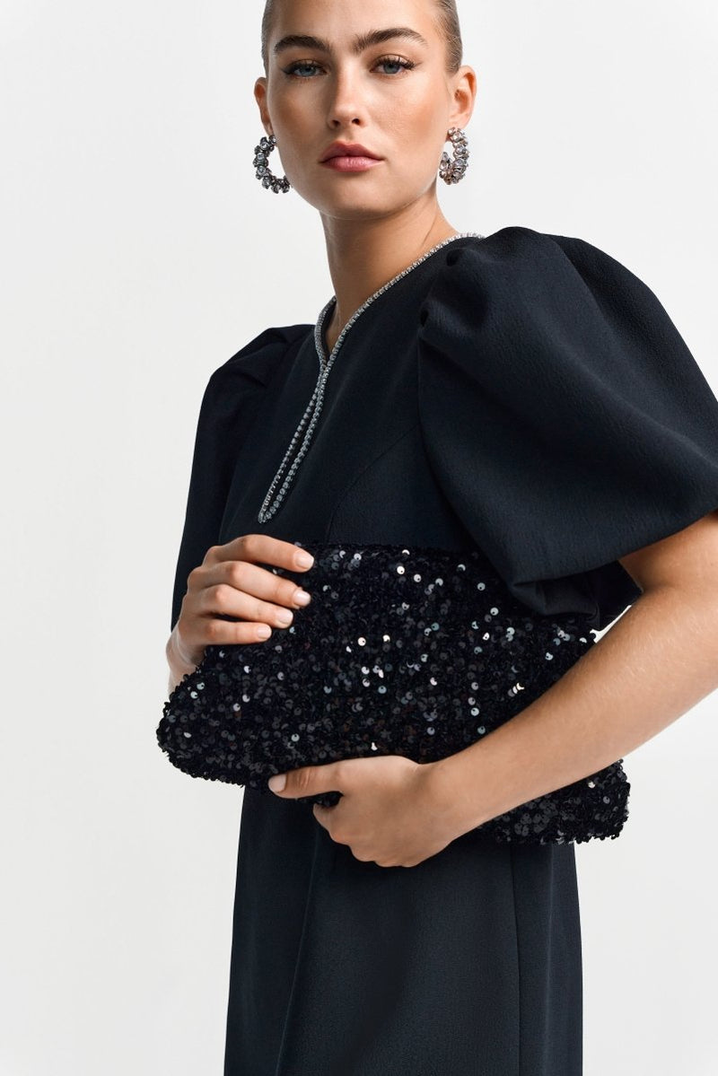 Schwarze Paillettentasche-Rich & Royal