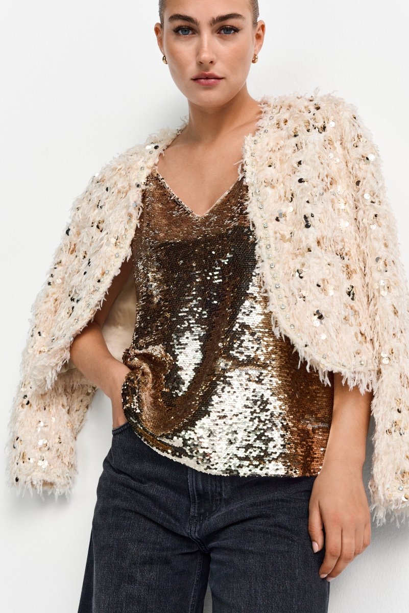 Paillettentop mit Spaghettiträgern-Rich & Royal