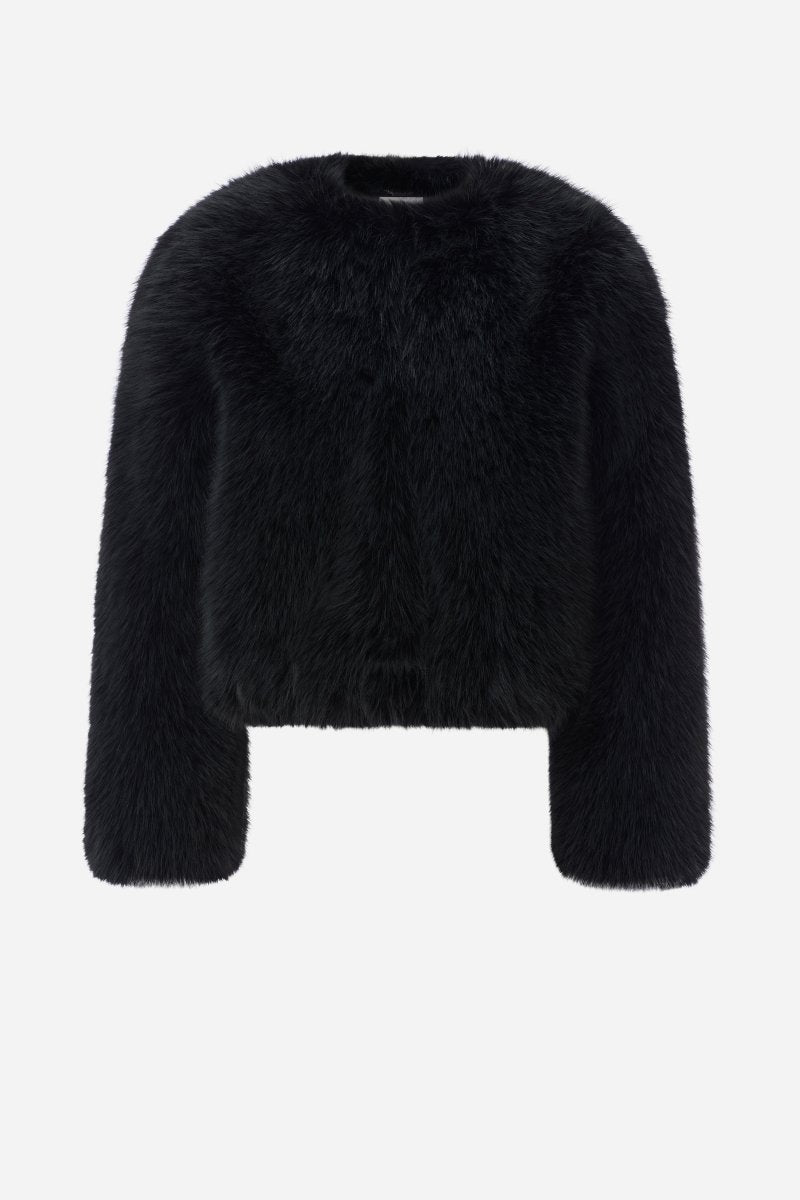 Schwarze Faux-Fur-Jacke-Rich & Royal