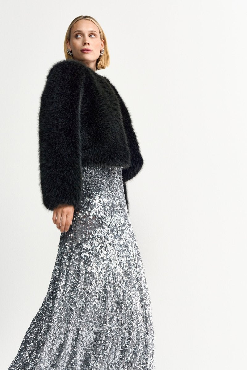 Schwarze Faux-Fur-Jacke-Rich & Royal