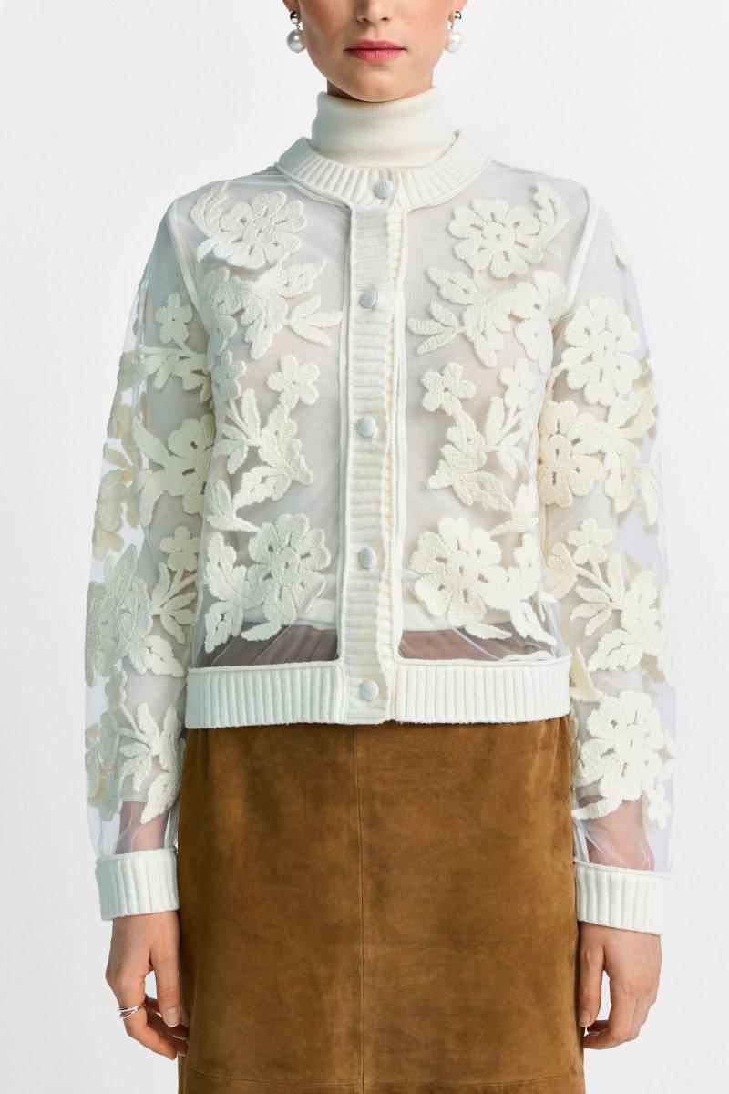 Strickjacke mit Blumenapplikation-Rich & Royal