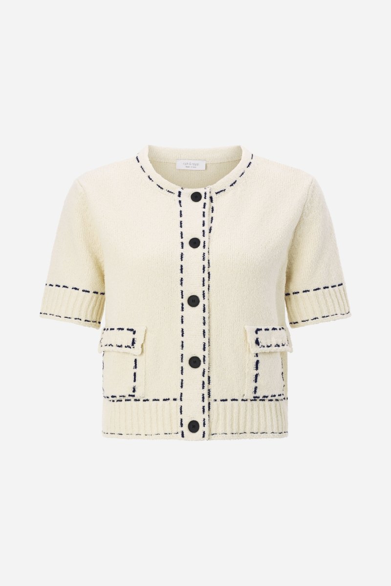 Bouclé-Cardigan mit Kontrastnähten-Rich & Royal