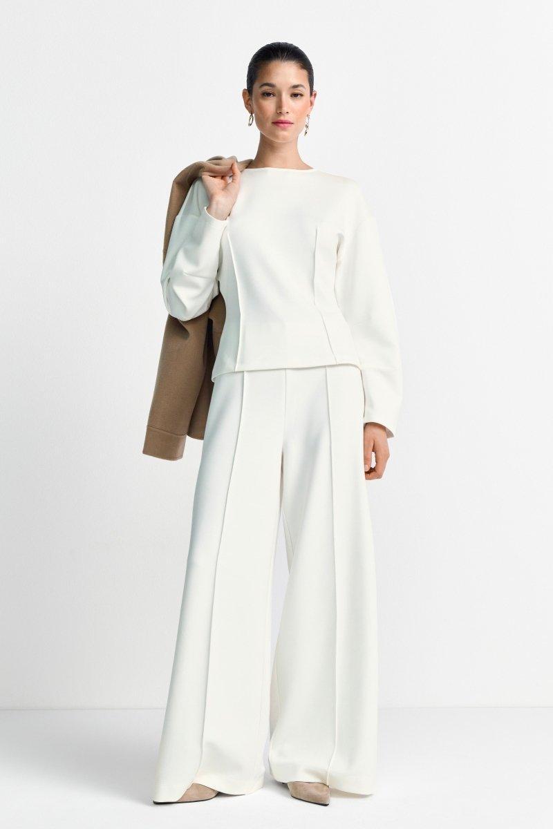 Cremefarbenes Sweatshirt mit Abnähern-Rich & Royal