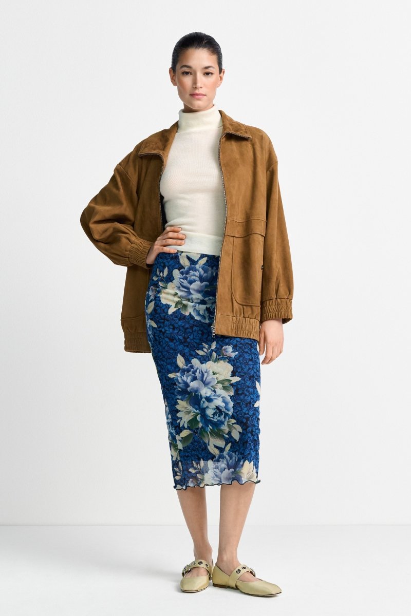 Midirock mit Flowerprint-Rich & Royal