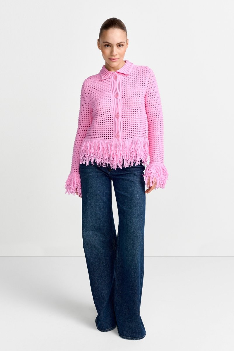 Häkel-Cardigan mit Hemdkragen-Rich & Royal