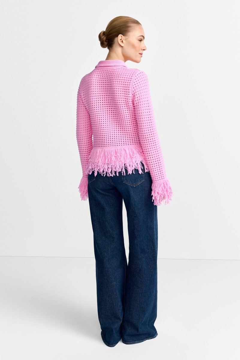 Häkel-Cardigan mit Hemdkragen-Rich & Royal