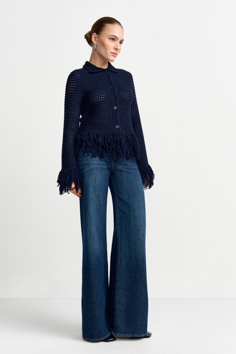 Häkel-Cardigan mit Hemdkragen-Rich & Royal