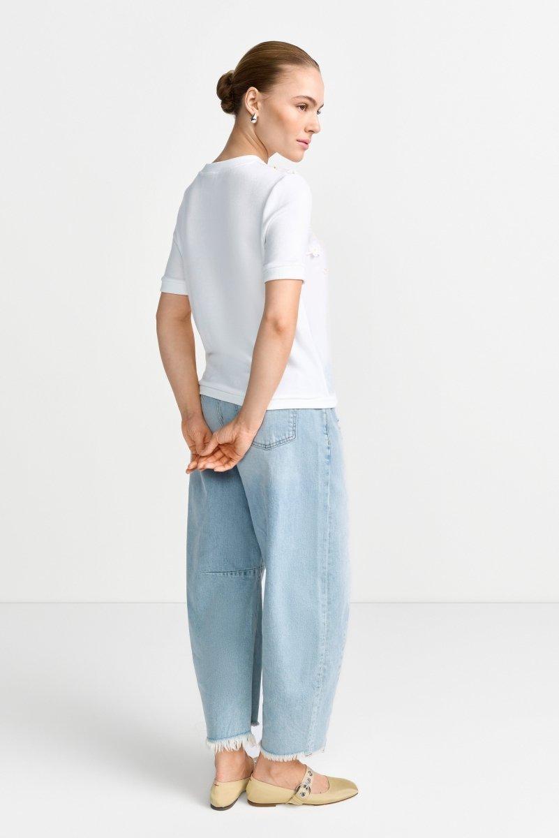 Kurzarmshirt mit Blütenapplikationen-Rich & Royal