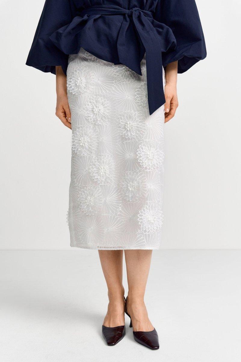 Bleistiftrock mit 3D-Blüten-Rich & Royal