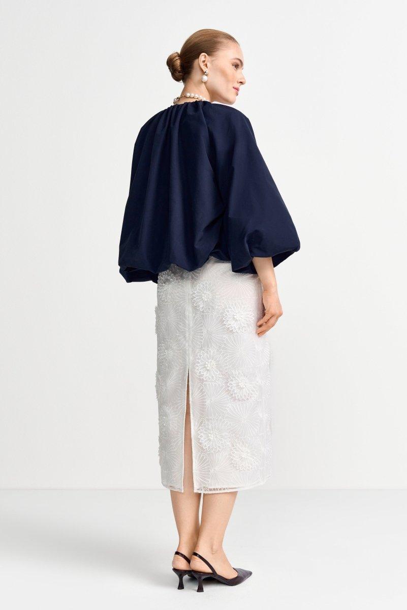 Bleistiftrock mit 3D-Blüten-Rich & Royal