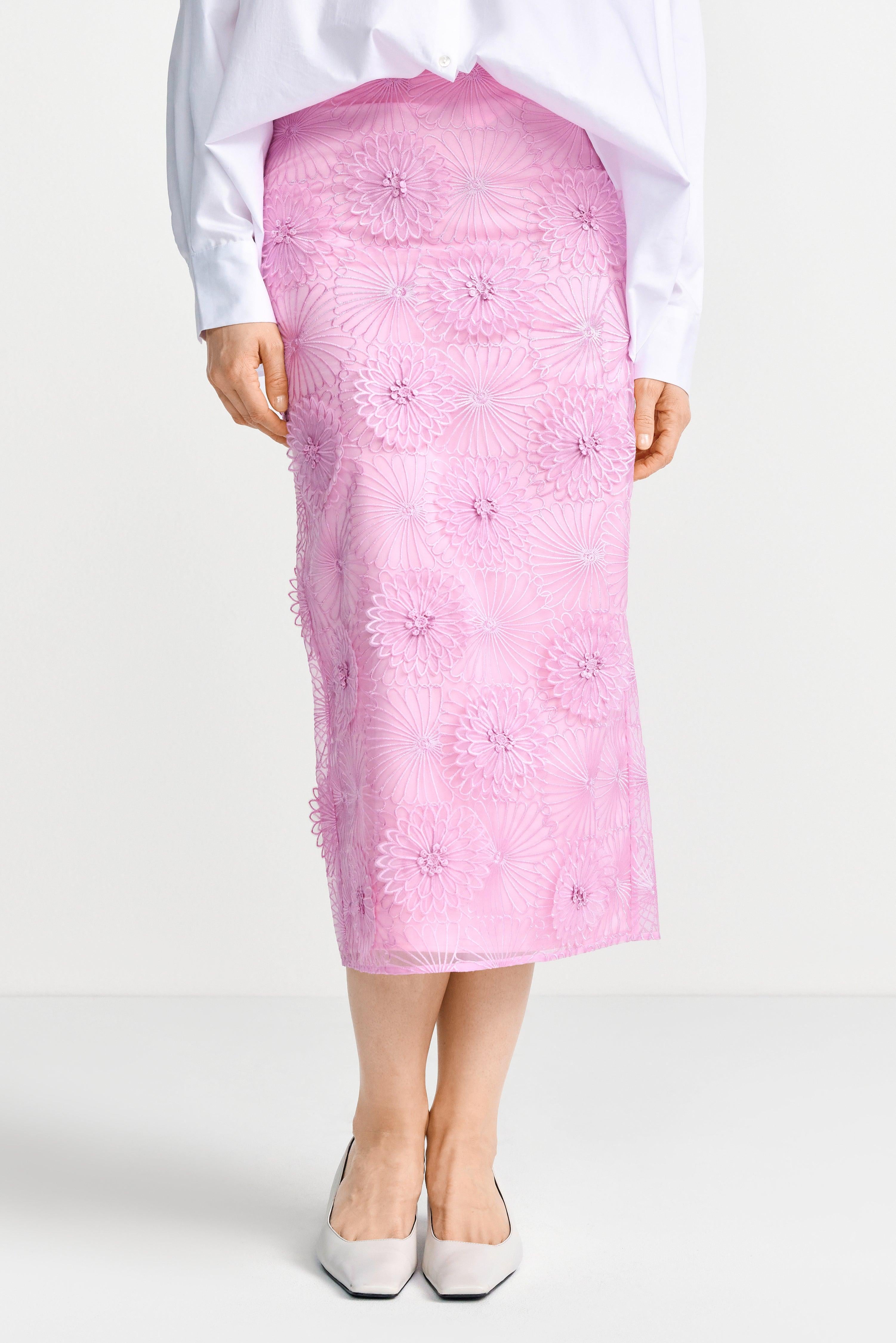 Bleistiftrock mit 3D-Blüten-Rich & Royal